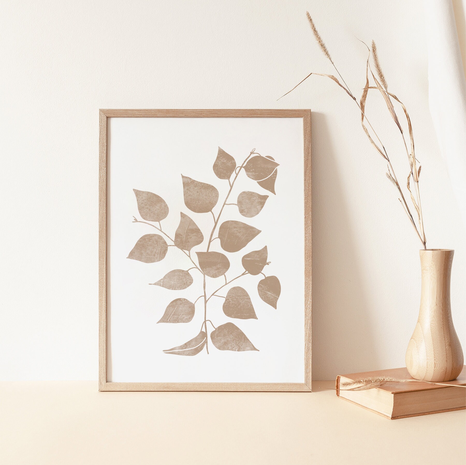 Abstract Botanical Print Set Of Neutral Botanical Wall Art Etsy