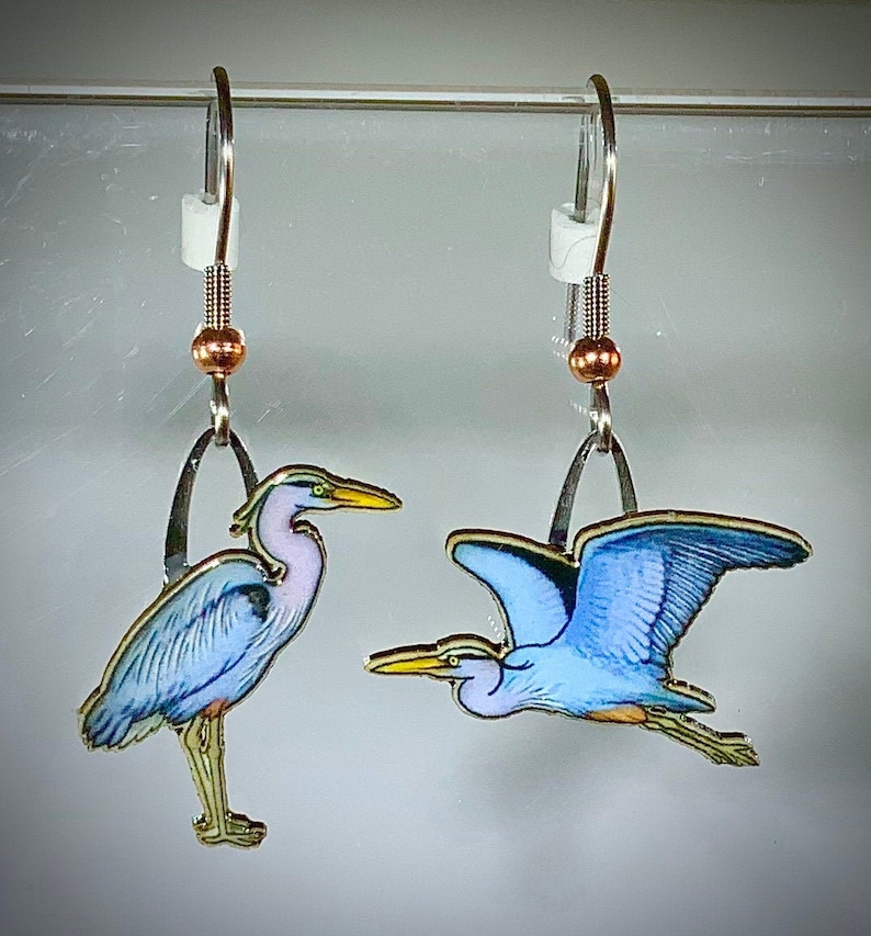 Great Blue Heron Jabebo Earrings Inspiring Curiosity with Etsy