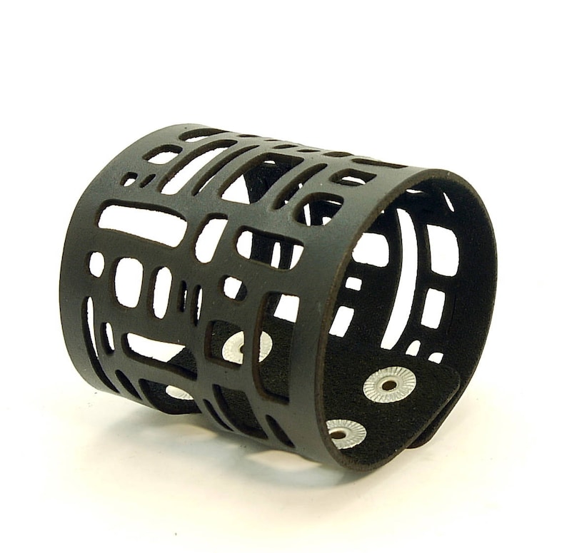 gothic jewelry black leather bracelet Laser cut leather bracelet V-3124 Boho bracelet statement bracelet
