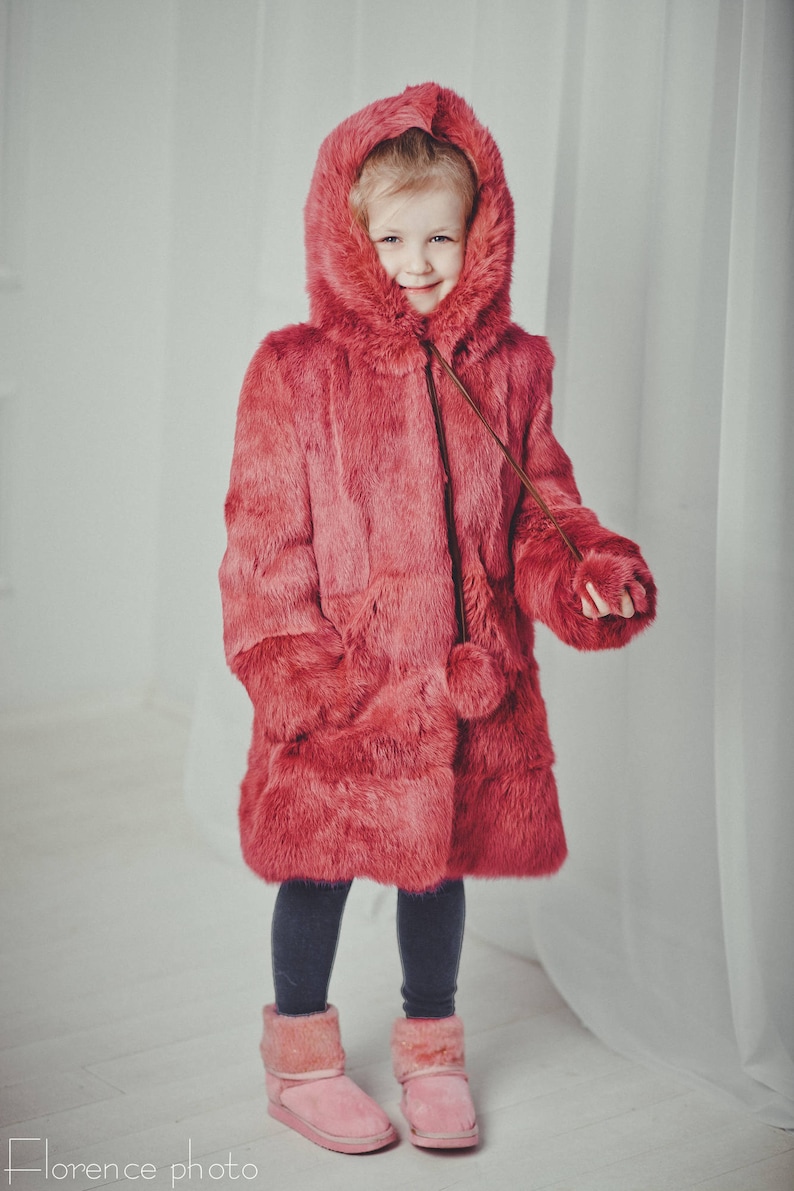 Kids Fur Coat Baby Girl Coats Rabbit Fur Winter Jacket Etsy