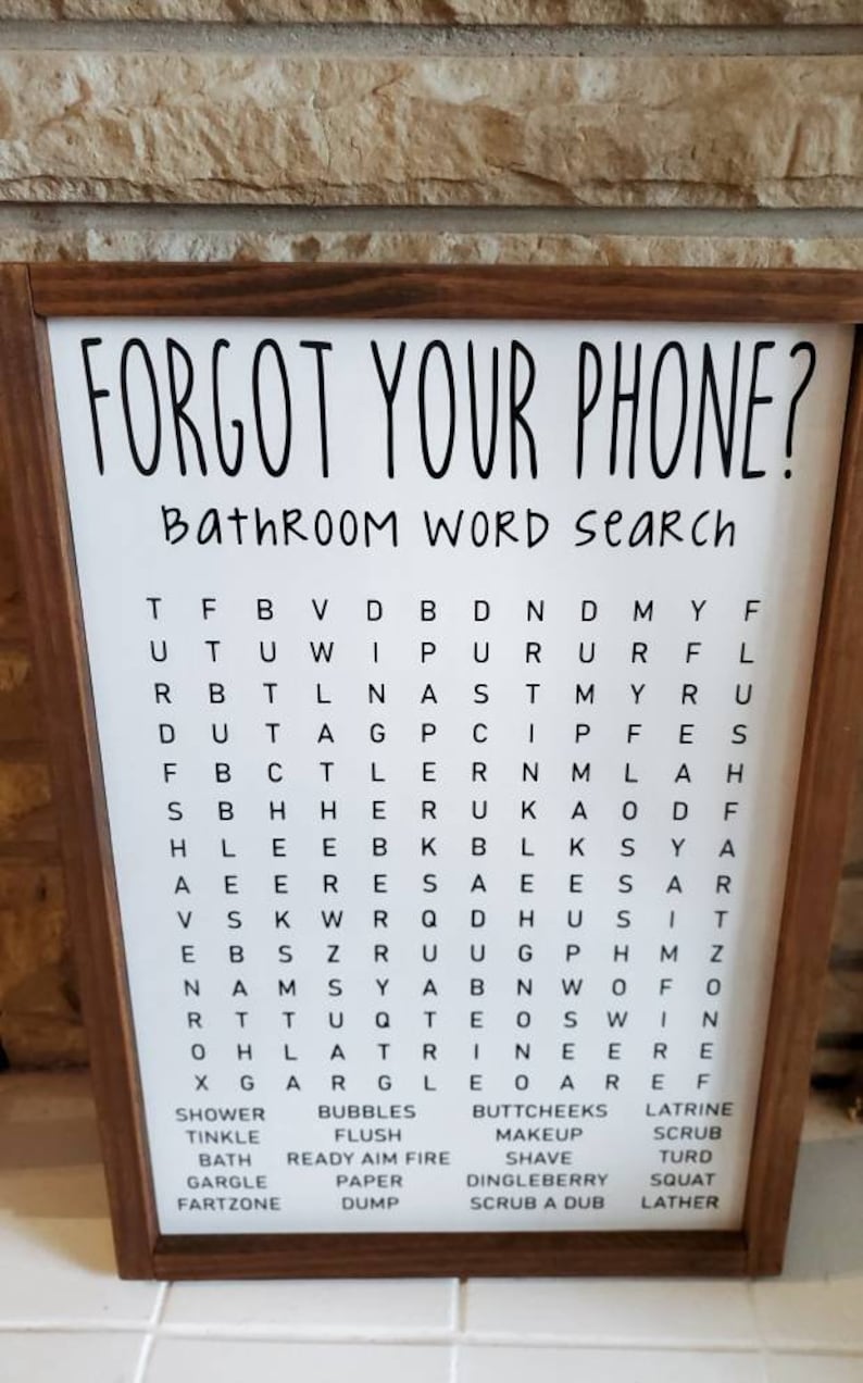 bathroom-word-search-bathroom-sign-wood-sign-etsy