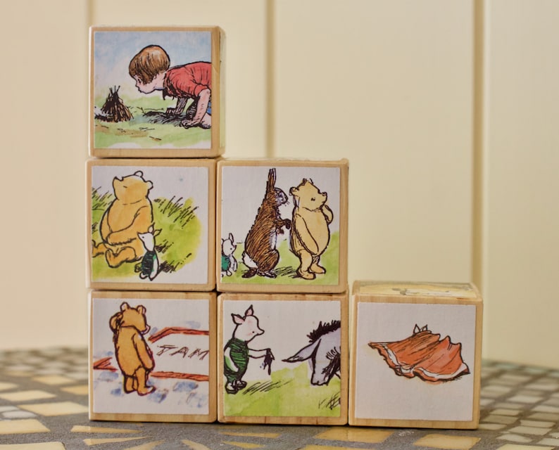 Nursery decor wooden blocks winnie the pooh baby blocks Etsy