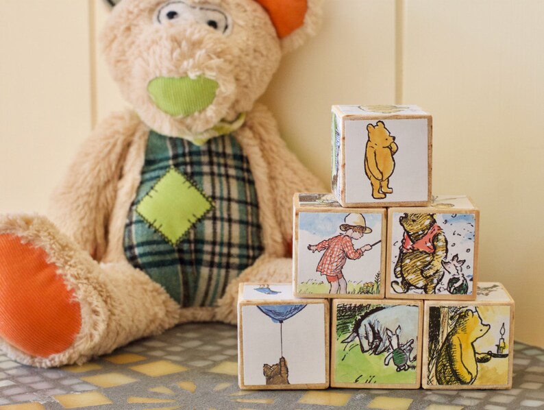Nursery decor wooden blocks winnie the pooh baby blocks Etsy