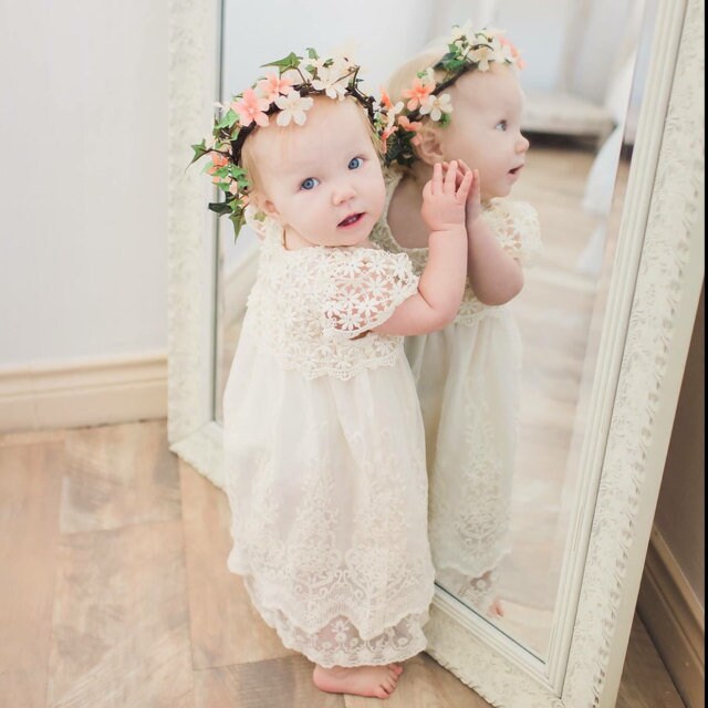 Off white Lace Flower Girl DressWhite Flower Girl DressWhite Etsy