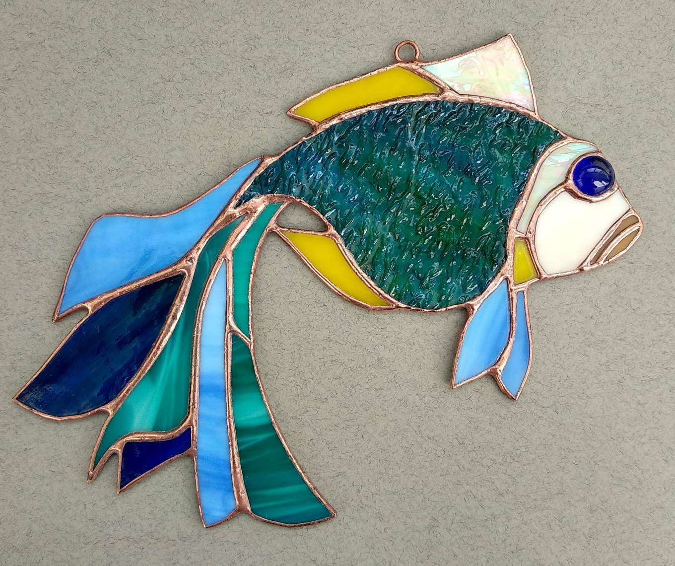 Stained glass fish Suncather ornament Fisher lover gift Window | Etsy