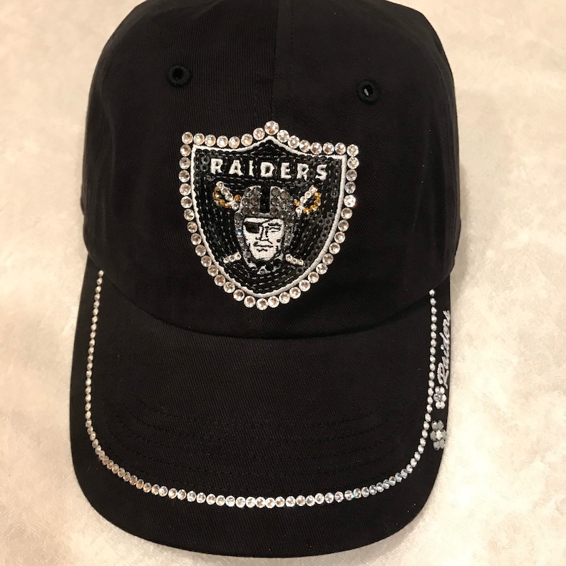 Women's Raiders hat Black Custom NFL cap hand jeweled | Etsy