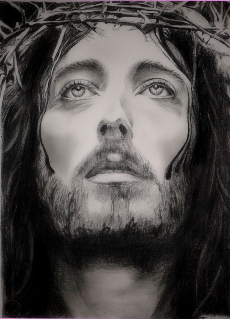 Jesus of Nazareth Drawing custom Jesus Christ charcoal | Etsy