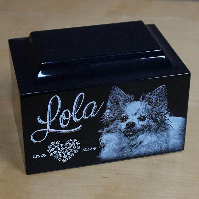 Small Pet Cremation Urn Laser Engraved Pet Urn Custom Photo Etsy