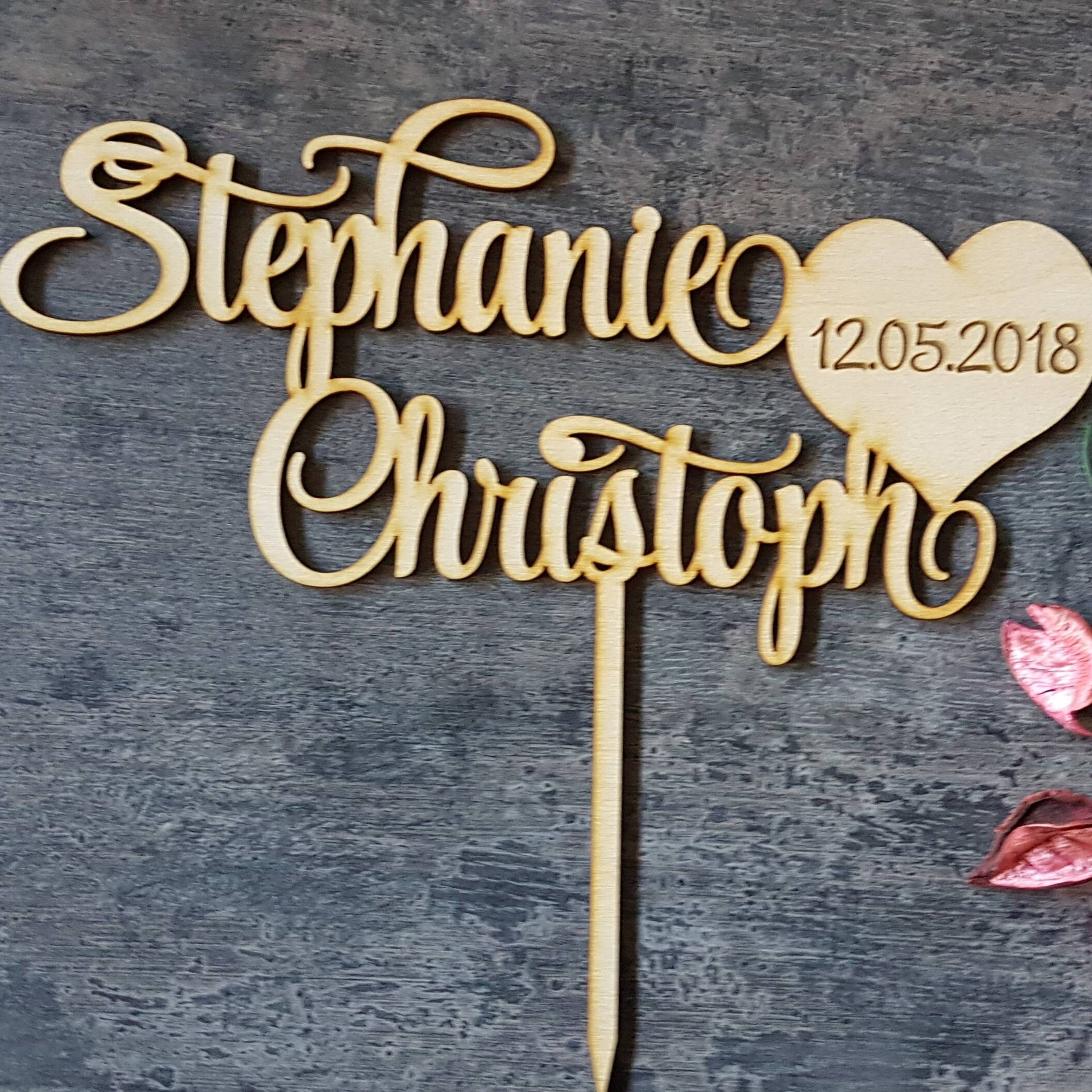 Personalized wedding cake topper couple names with date cake Etsy