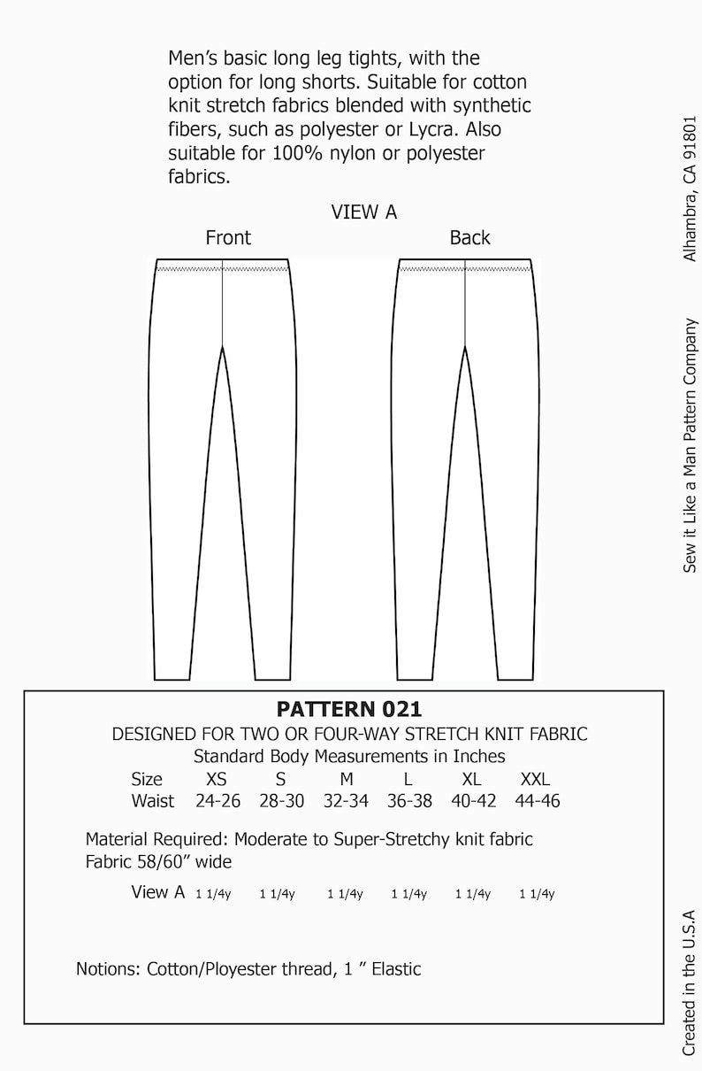 Mens Tights / Leggings Sewing Pattern PDF Etsy