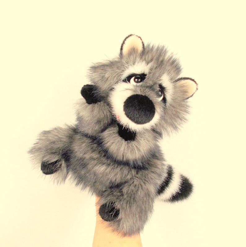 Baby Raccoon hand puppet for home children's theater. For Etsy