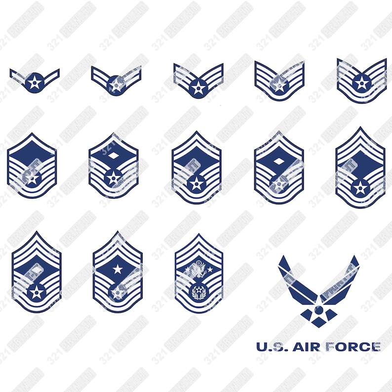 US Air Force Ranks digital file svg dxf eps jpg and png. | Etsy