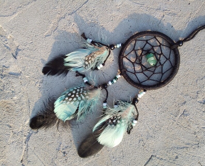 Dream catcher for car rear view mirror black mint green Etsy