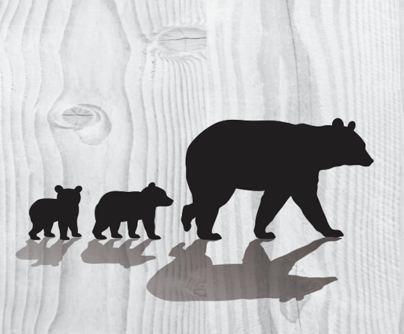 Download Mama Bear SVG two Cubs Silhouette Clipart Iron on Bear Cub ...