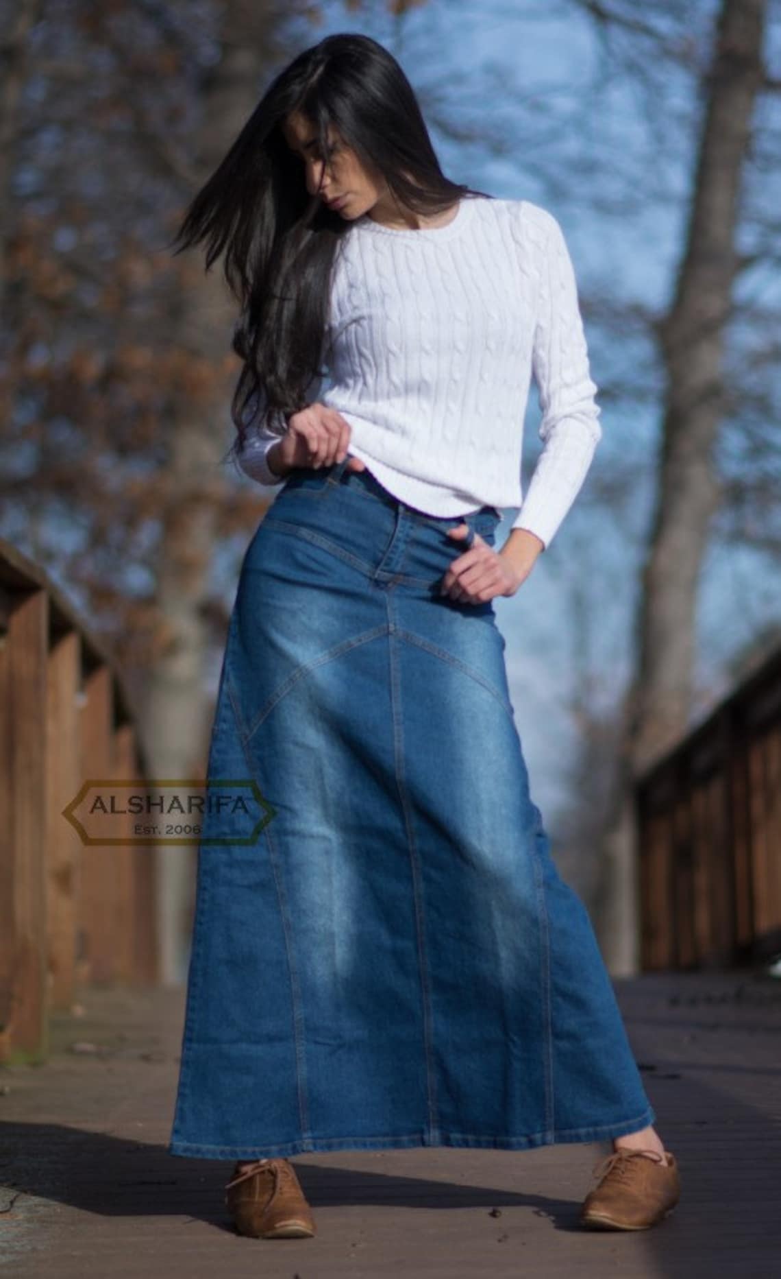 41 Long Denim Skirt Womens Modest Skirts Jeans Etsy 8064