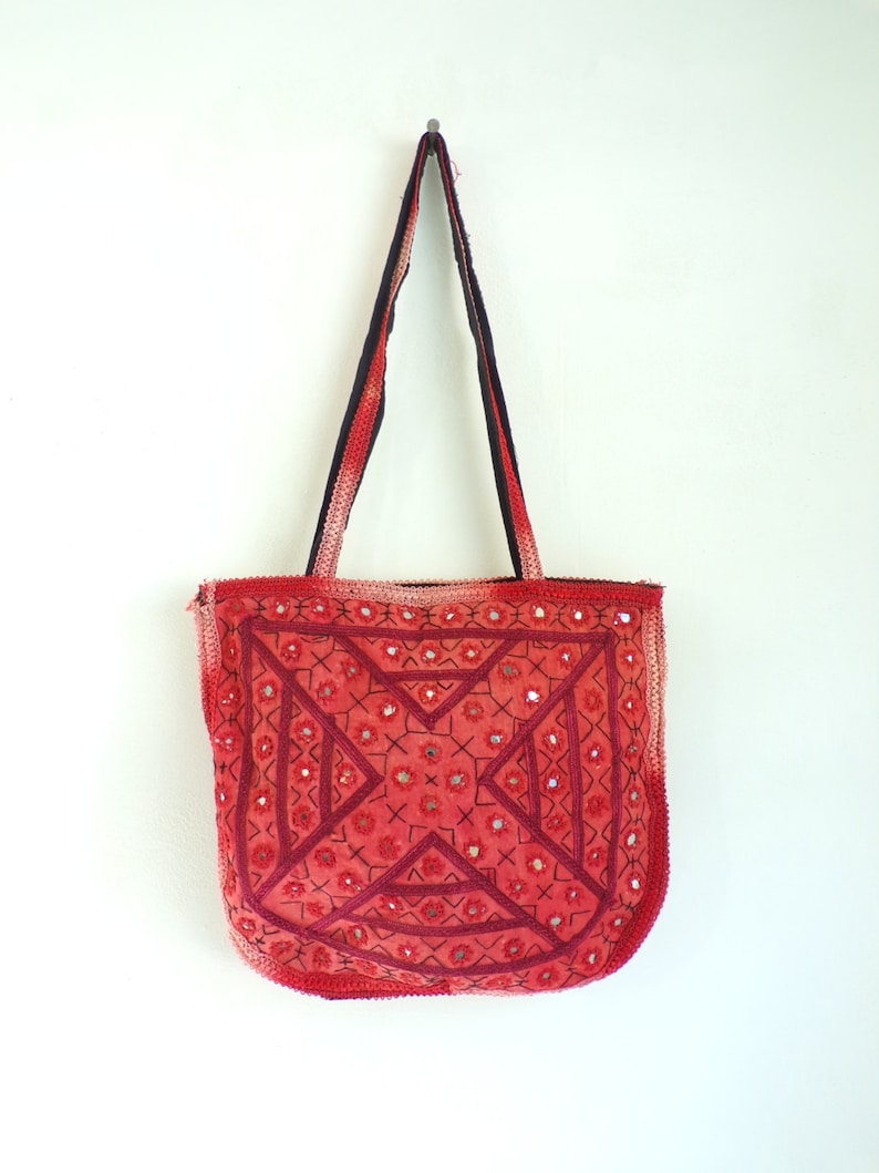 Red pink ombre bag fabric shoulder bag embroidered sequins & Etsy