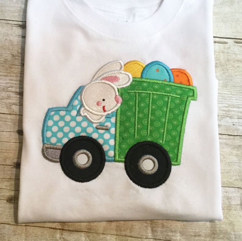 Easter Bunny Truck Eggs Applique silhouette Embroidery Design | Etsy