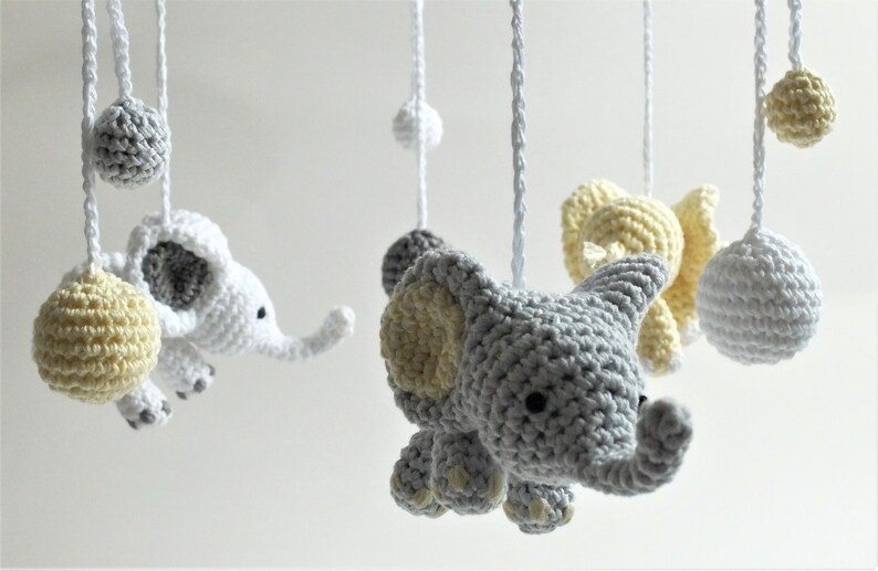 Baby Mobile Crochet Elephant Crochet Baby Gift Handmade Etsy