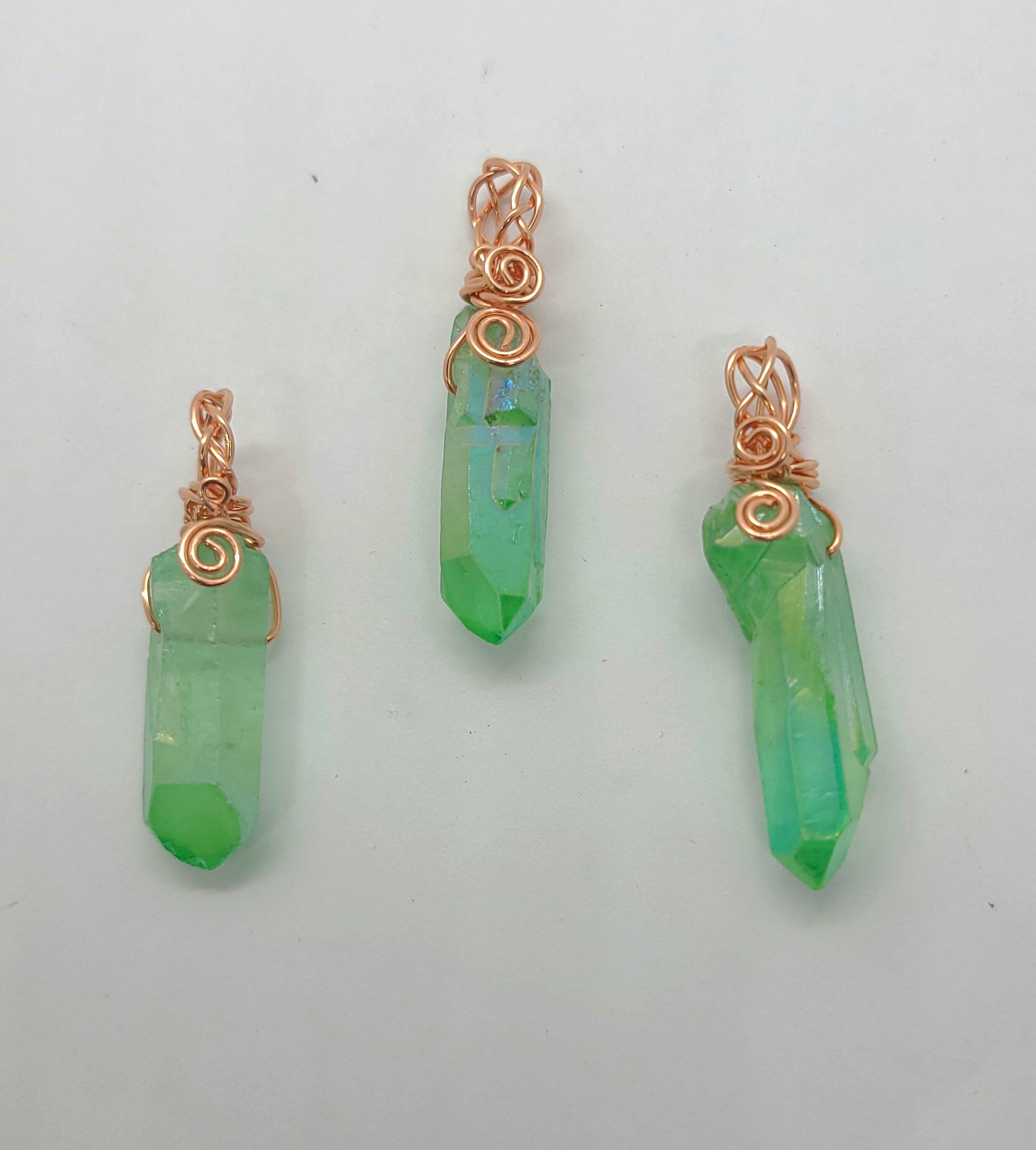 Apple Aura Quartz Crystal Pendant Wire Wrapped Copper and Etsy