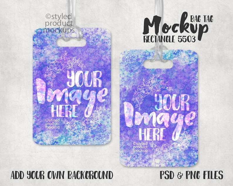 Download Dye sublimation rectangle luggage tag mockup template Add ...