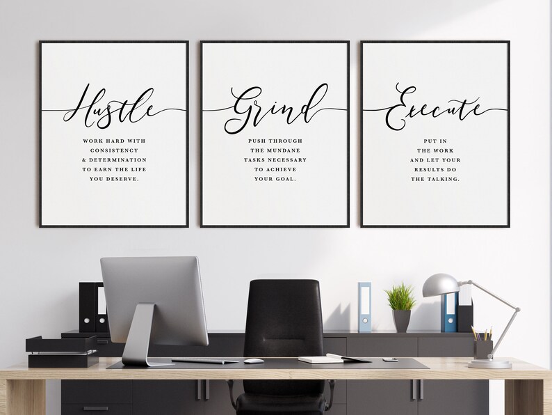 Office Decor for Girl Boss Hustle Poster Grind | Etsy