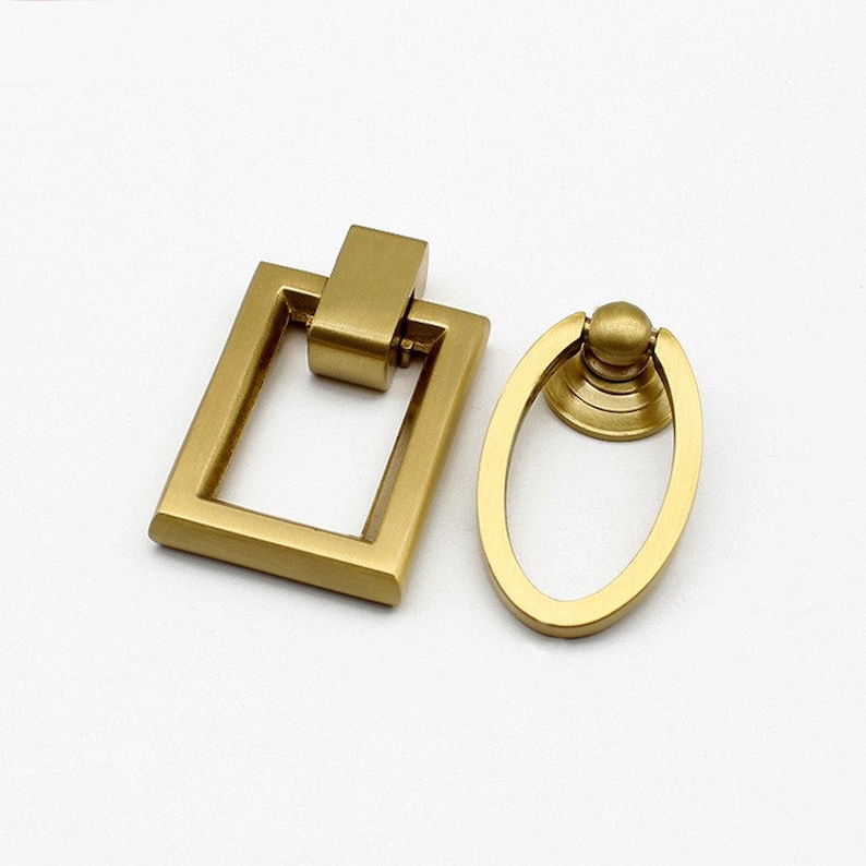 Brass Ring Pulls Knob Gold Oblong Drawer pull knob Oval Pulls Etsy