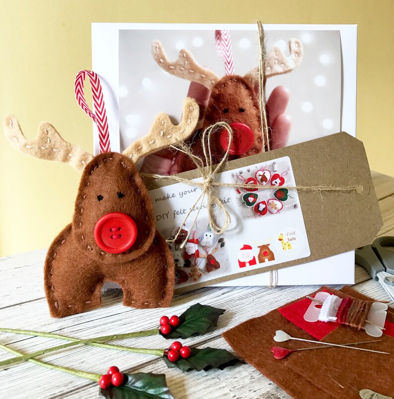 Felt Christmas Craft Kit Make your own Rudolph Reindeer Etsy