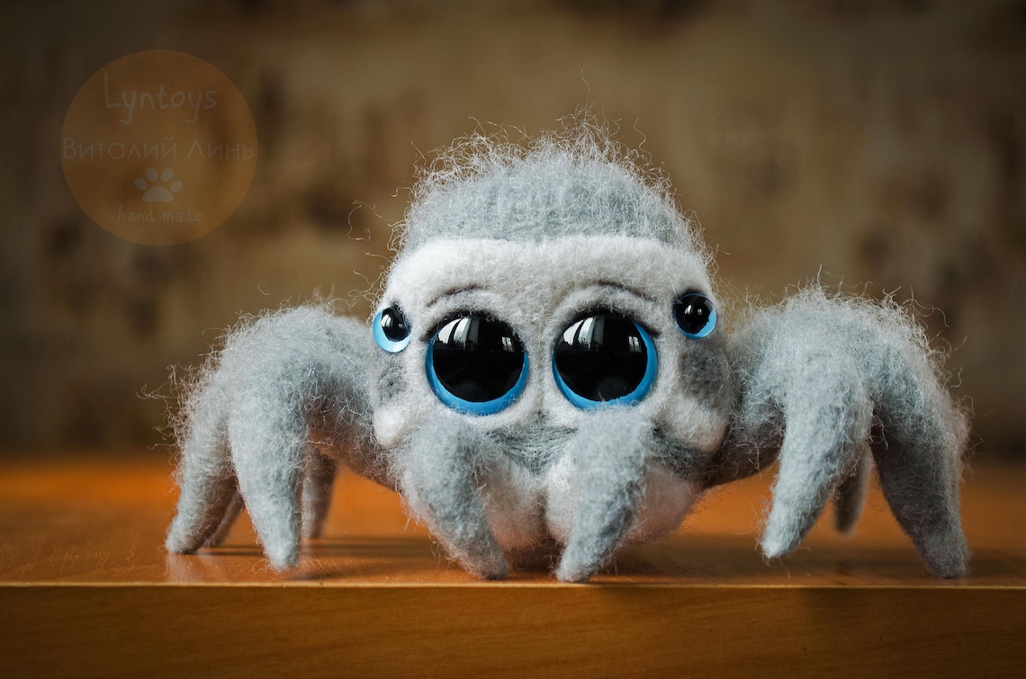 Cute spider Plushies Jumping spider Felted toy Needle | Etsy