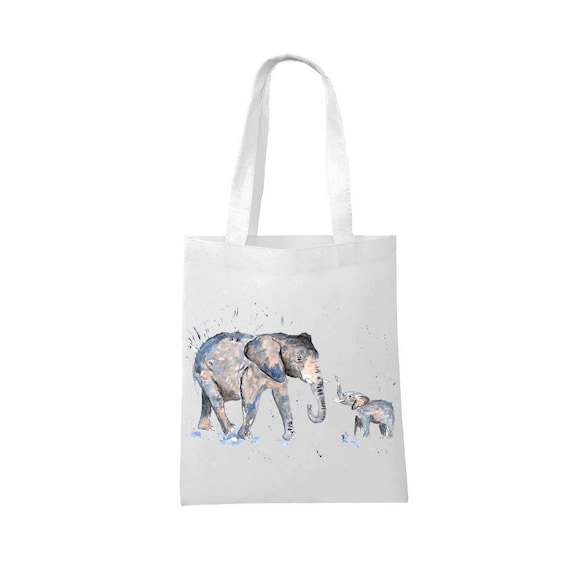 Elephant Tote Bag Animal Personalized Illustration Doodle Gift Ideas for mom Girlfriend Birthday Wild Travel Yoga Beach Women Grocery Cute