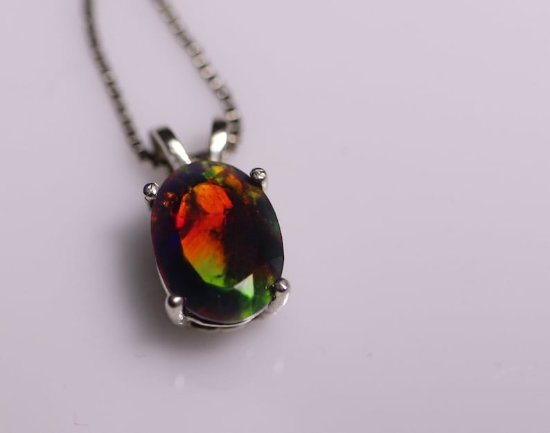 Fire opal necklace black opal pendant gold opal jewelry red | Etsy