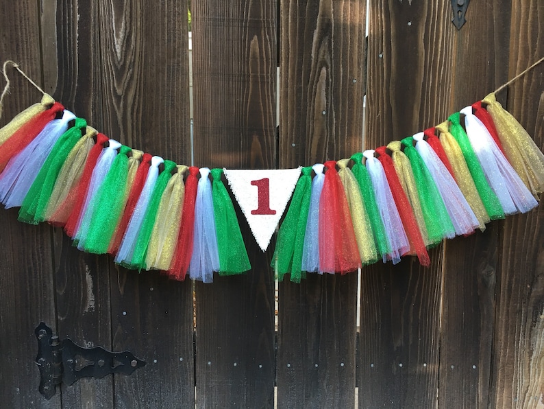 High Chair Banner,1st Birthday,Tulle Banner,First Birthday,Christmas Birthday,Christmas,Christmas Banner,Tulle,Garland,Photo Prop,Holiday