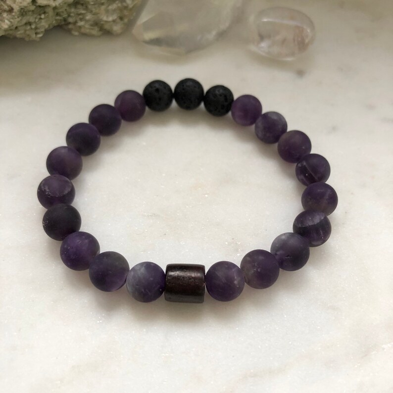 Mens Gemstone Bracelet Diffuser Bracelet Amethyst Gemstone Mala Bracelet Mens Bracelet