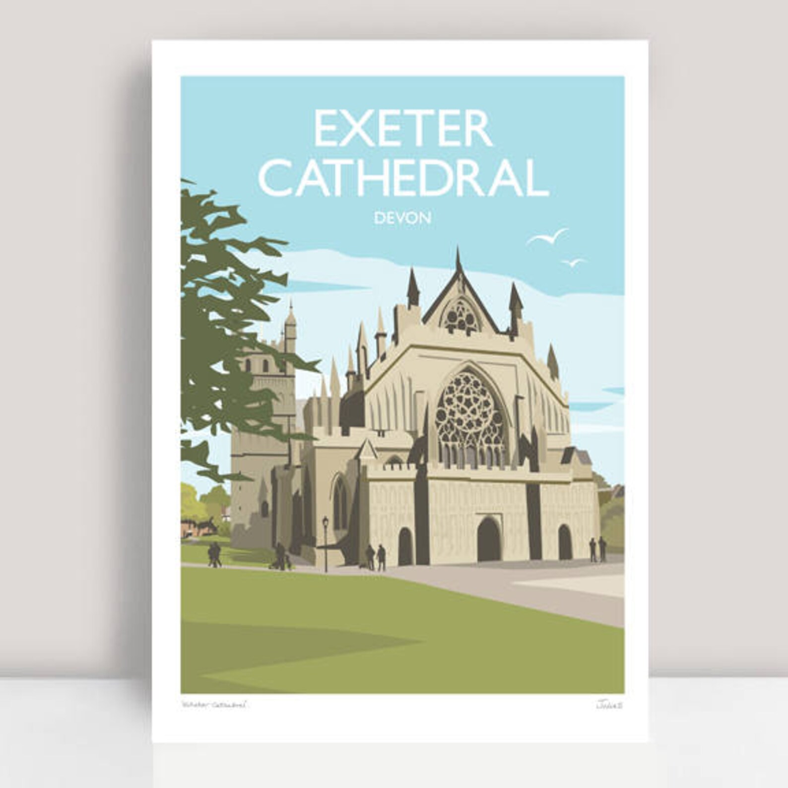 Exeter Cathedral Devon. HAND SIGNED Art Print/Travel Poster Etsy
