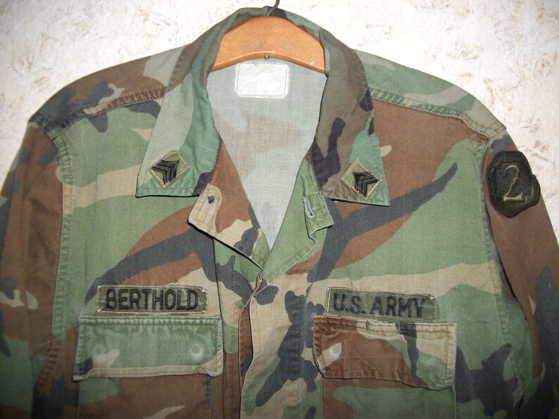 Vintage Patched Army Jacket Military Issue Fatigues 80s 90s Etsy