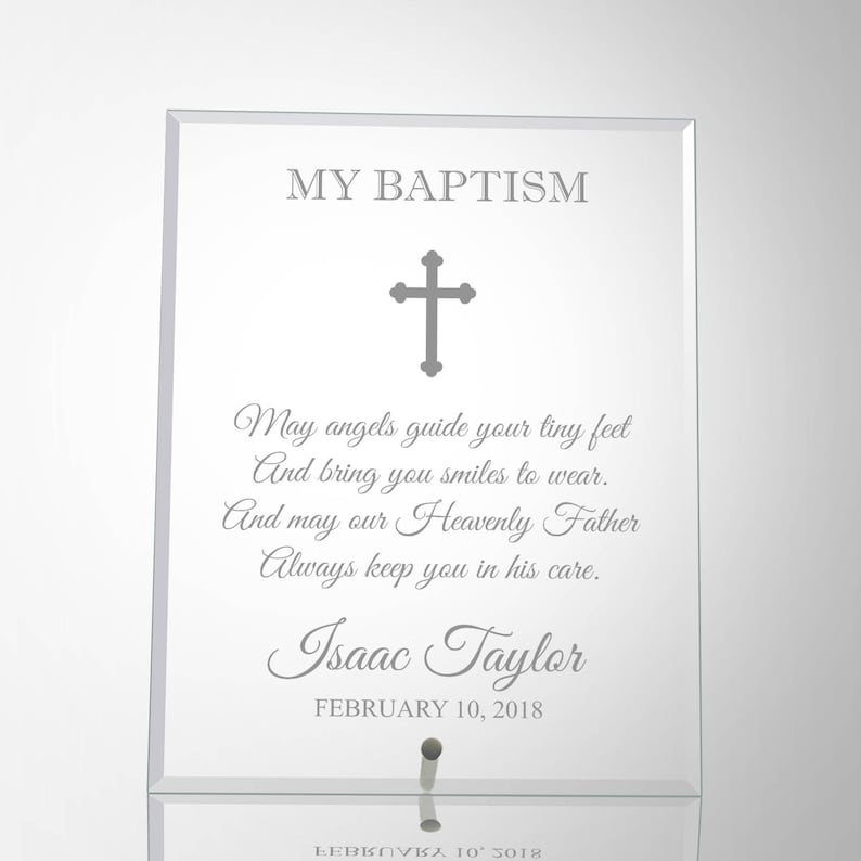 Personalised Engraved Baptism Glass Plaque Etsy