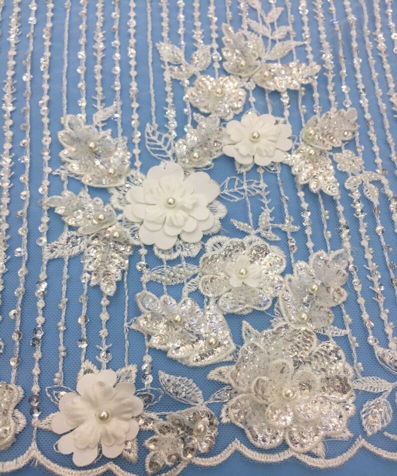 Beaded lace elegent wedding lace fabric with beads guipure Etsy