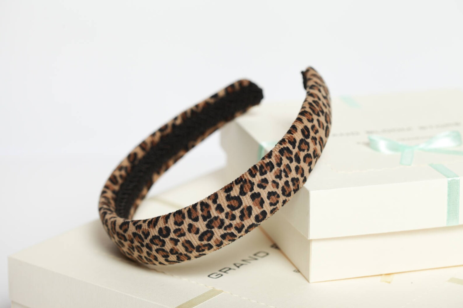 Leopard print padded headband Leopard velvet headband Velvet Etsy
