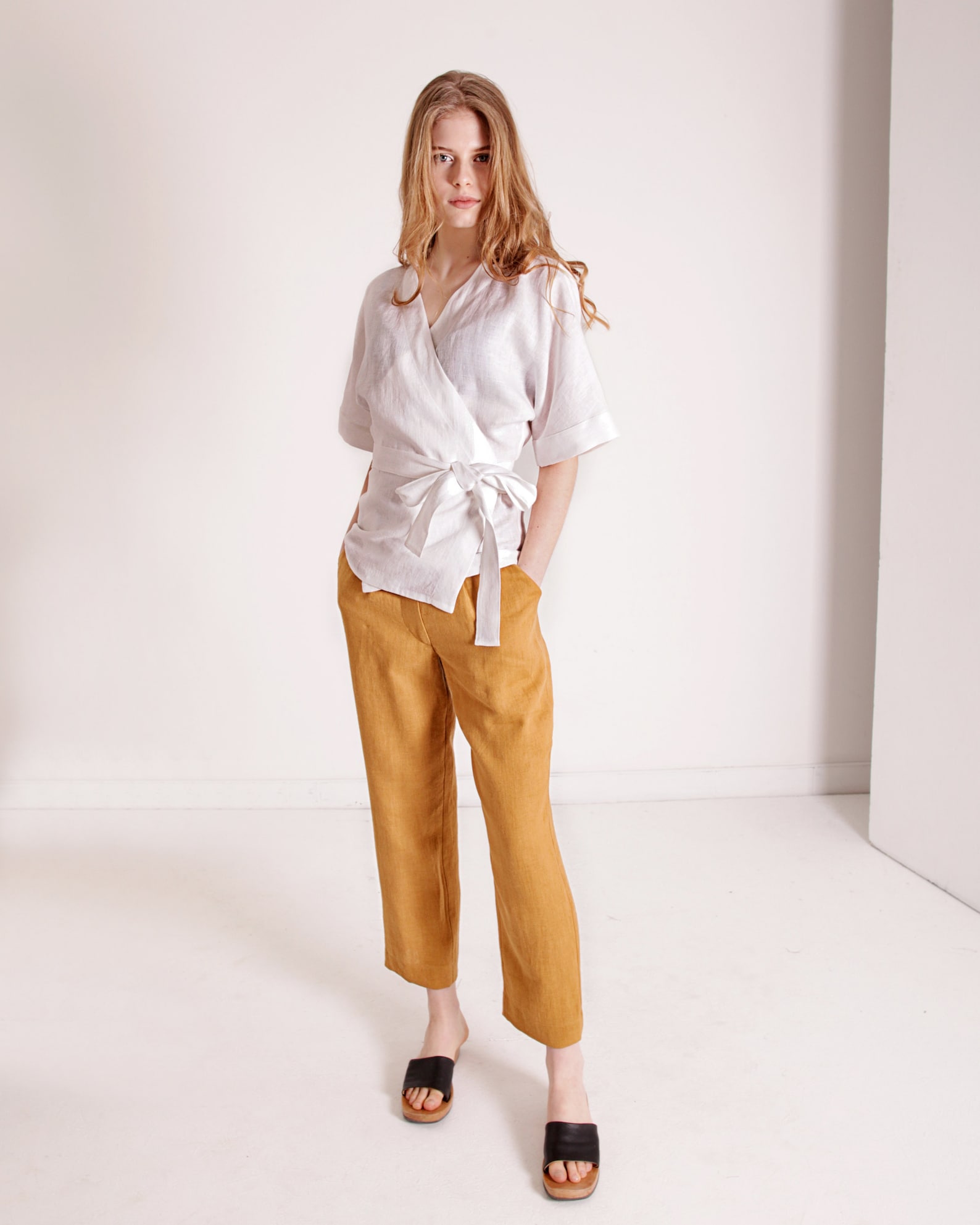 wrap linen shirt