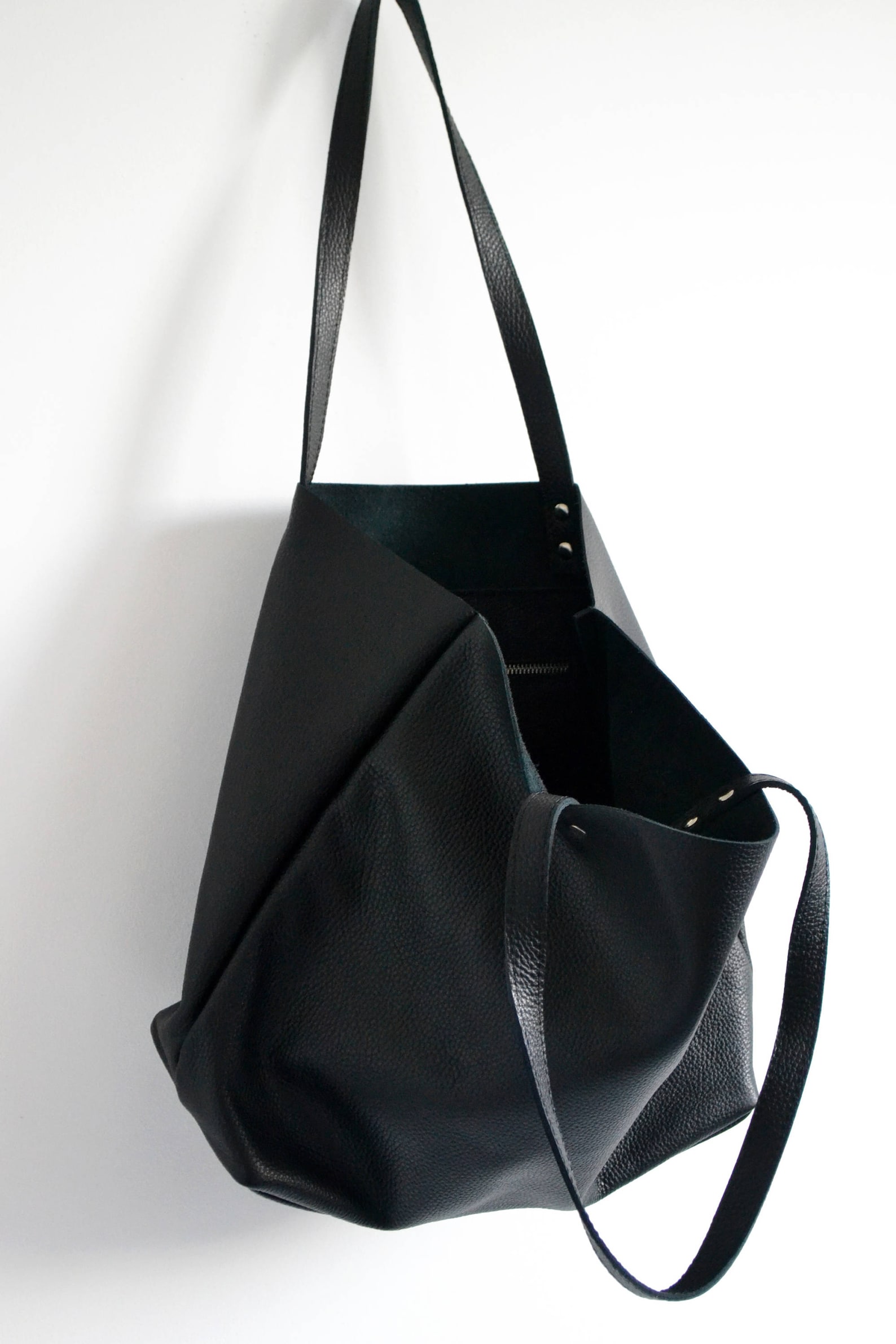 Leather shoulder bag from black genuine leather ROME | Etsy