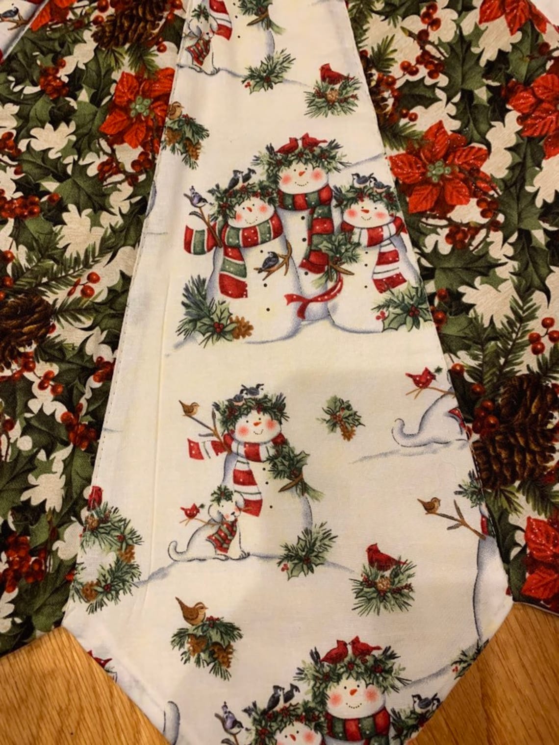 Christmas tree skirt 42 inch diameter snowman and holly tree  Etsy