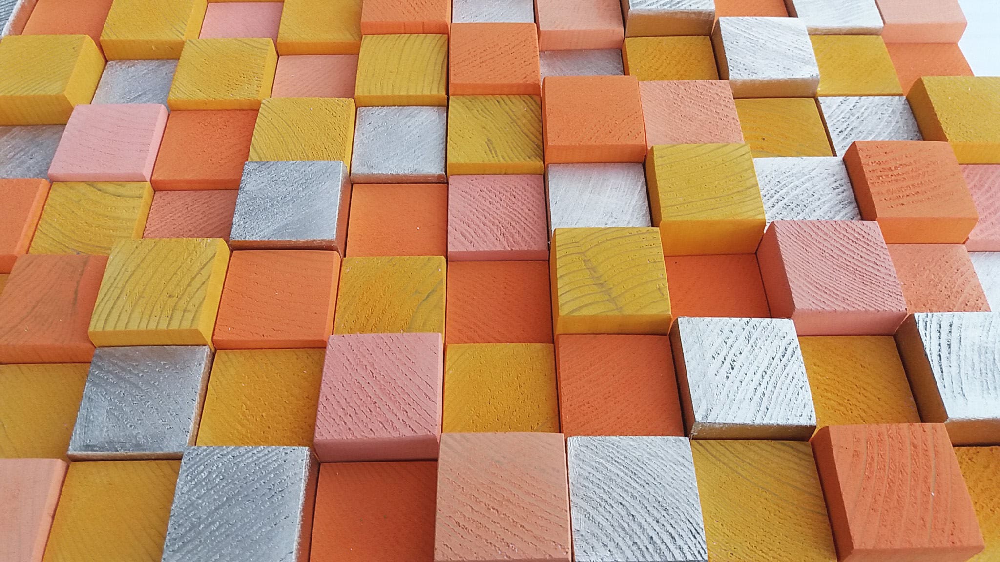 Instalación de pared de madera en 3d en tonos de naranja | Etsy