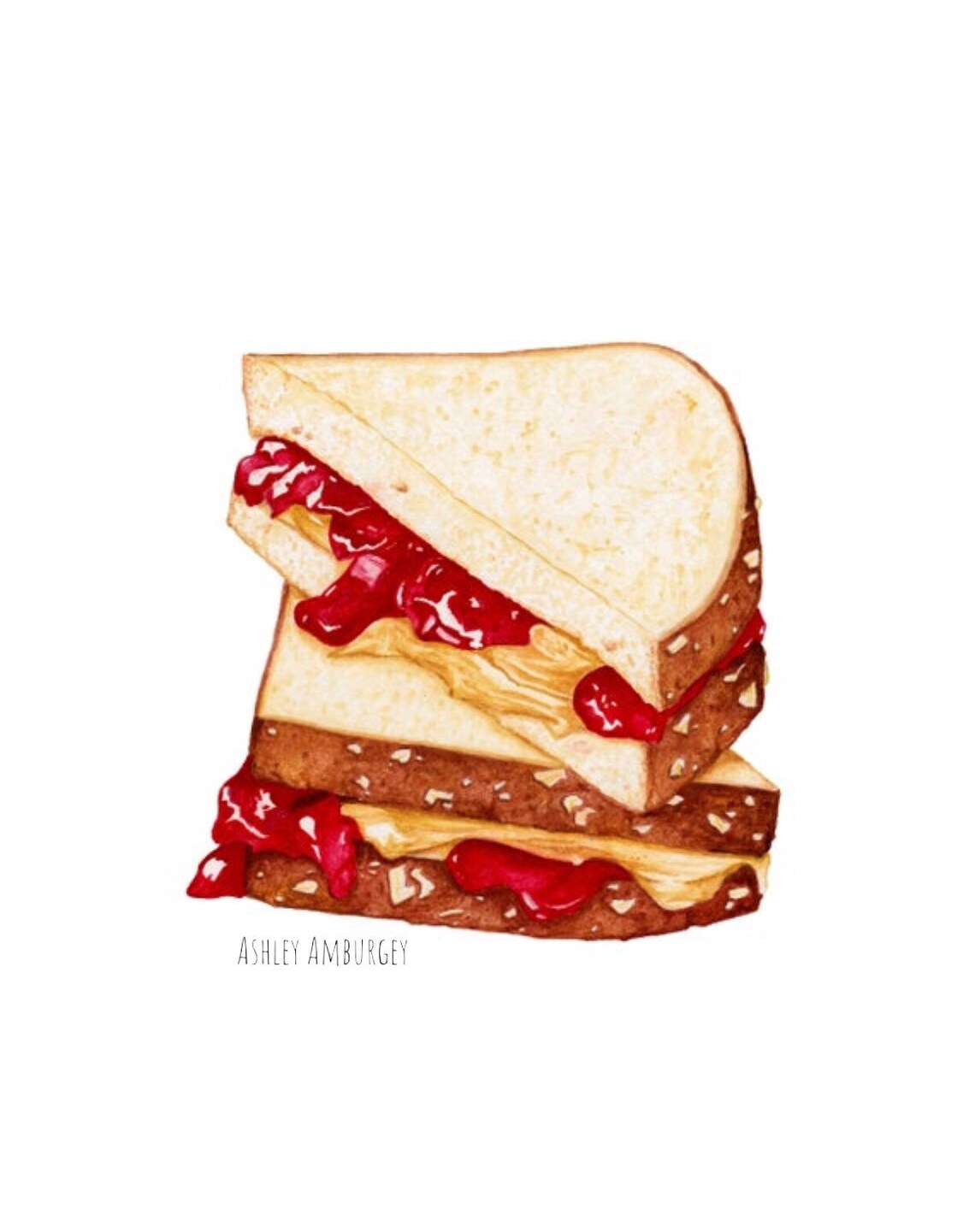 Peanut Butter and Jelly watercolor color pencil art Etsy