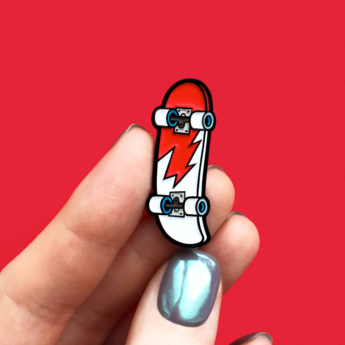 Skateboard red enamel pin Etsy