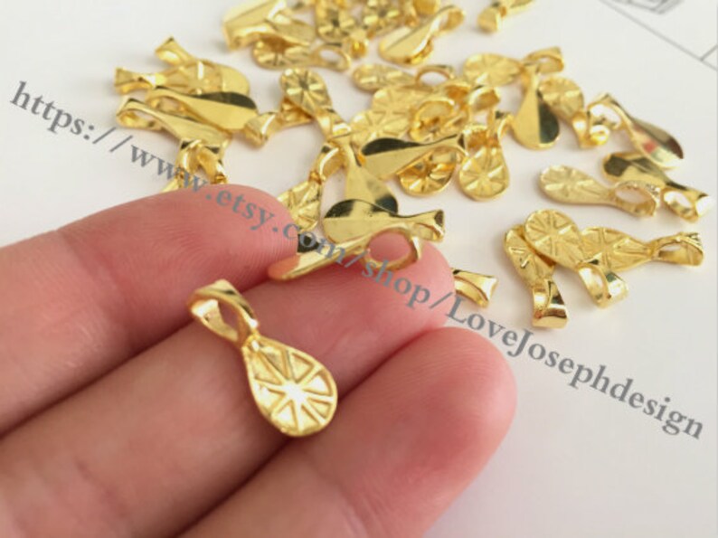 wholesale 50Pieces Lot Antique gold Plated 16mmx6mm oval glue on bails Charms