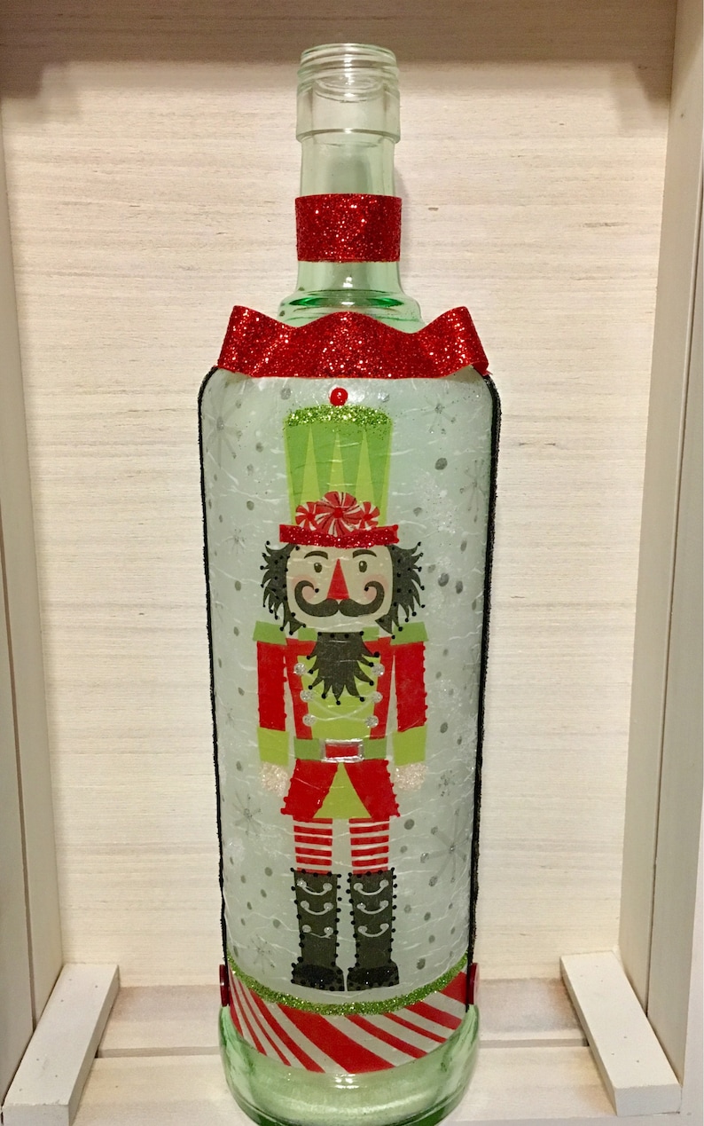 Lighted bottle nutcracker bottle lighted Christmas bottles Etsy