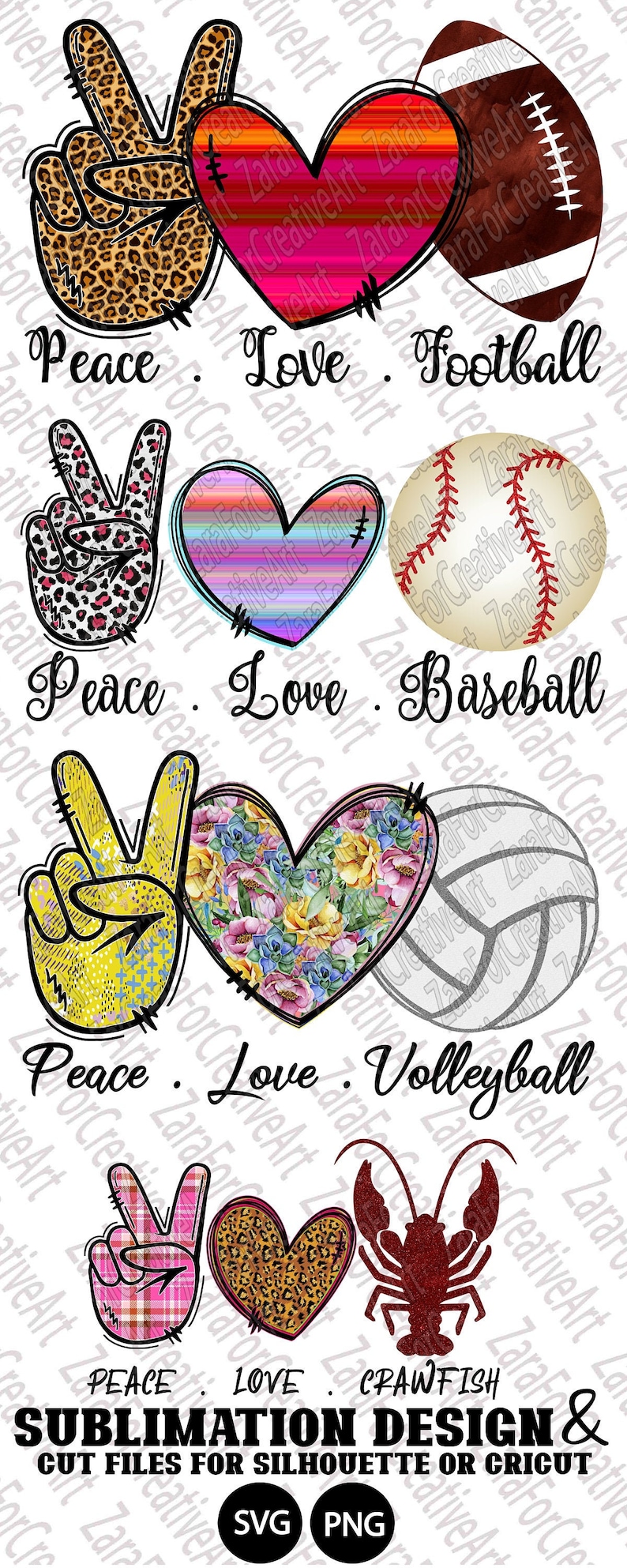 Download 39 design PNG SVG sublimation Peace Love Football sunshine | Etsy