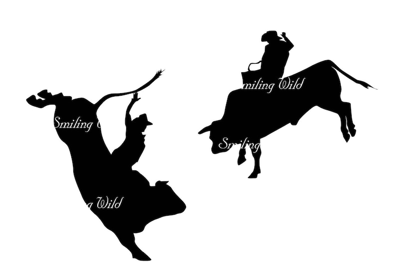 Download Rodeo bull silhouette bull rider svg clipart png vector | Etsy