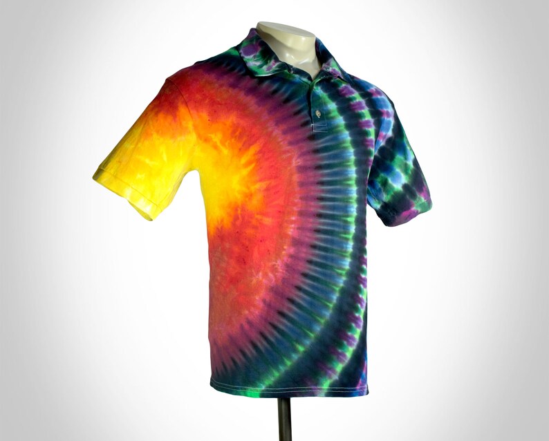 All sizes available Radiating Fireball Tie Dye Polo Shirt Etsy