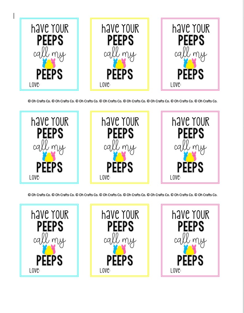 Have Your Peeps Call My Peeps Tag Printable Easter Tags | Etsy