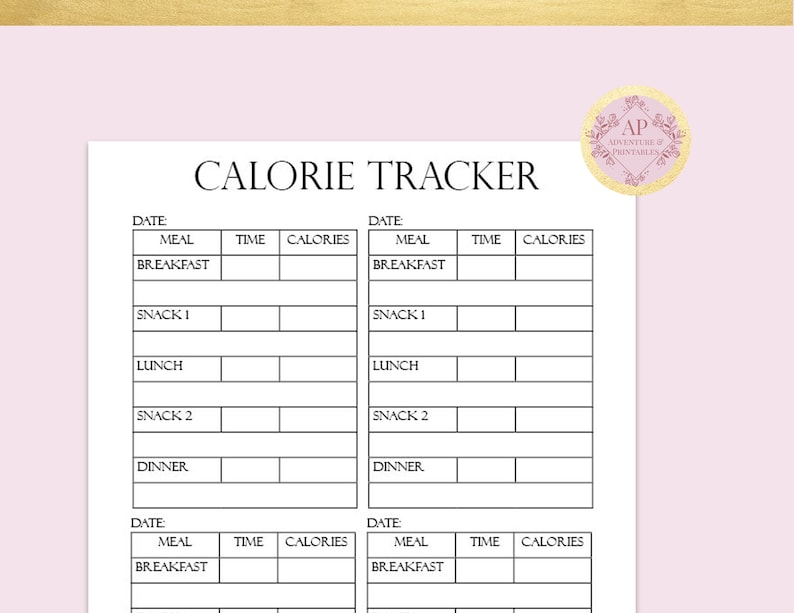 template for a a daily calorie tracker